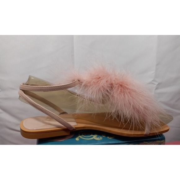 Zara Pink Feathers Strap Flats Summer Sandals Size 6.5 - Picture 12 of 12